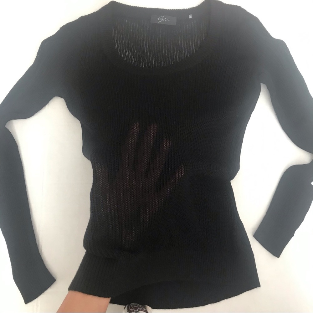 Black crochet sweater round neck size S